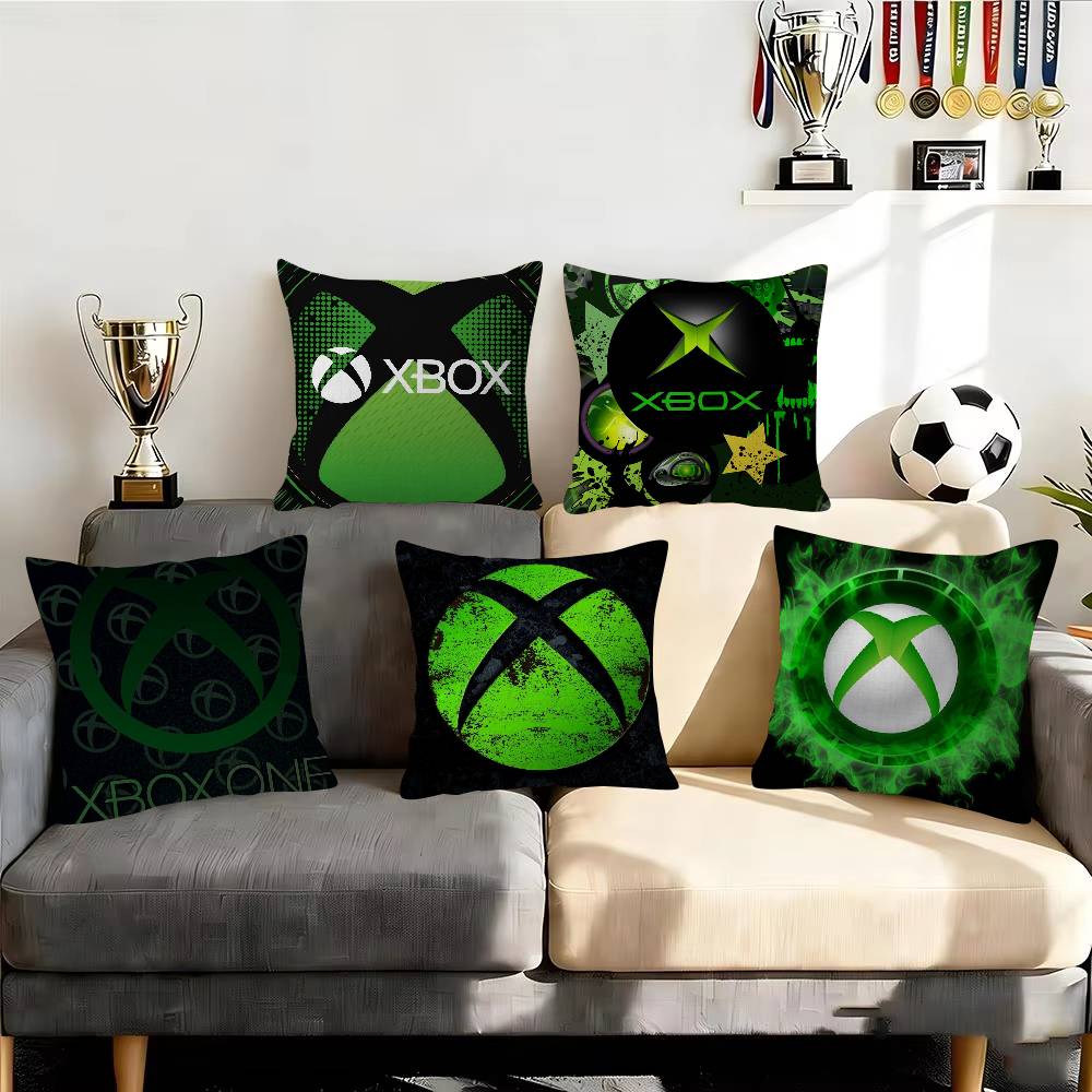 Gaming Accessories Shop - ゲームアクセサリー両面印刷X-Box装飾ポリエステル製スローピロー正方形、家庭、オフィス、コーヒーショップの装飾に最適