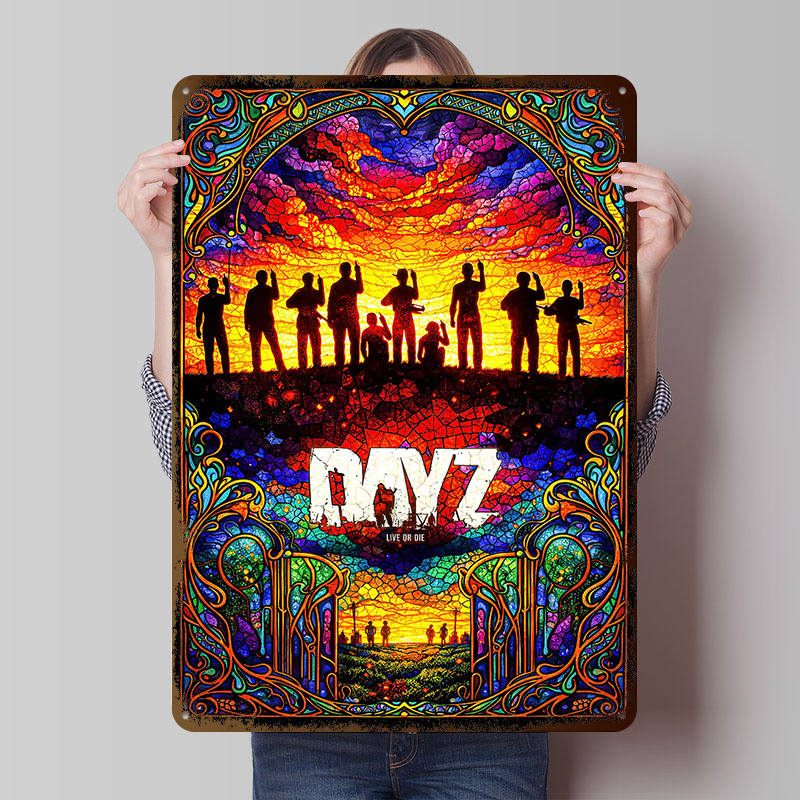 Vintage Gaming Accessories - DayZ ステンドグラスブリキポスター カスタマイズされたウォールアート ヴィンテージメタルサイン レトロプレート 部屋の装飾用