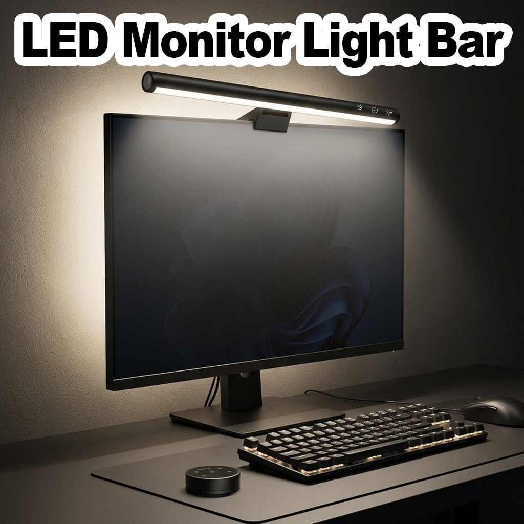 Monitor Light Bar - モニターライトバー 5段階の明るさレベル 45度のビーム角 バックライトモード 均一照明 タッチスイッチ