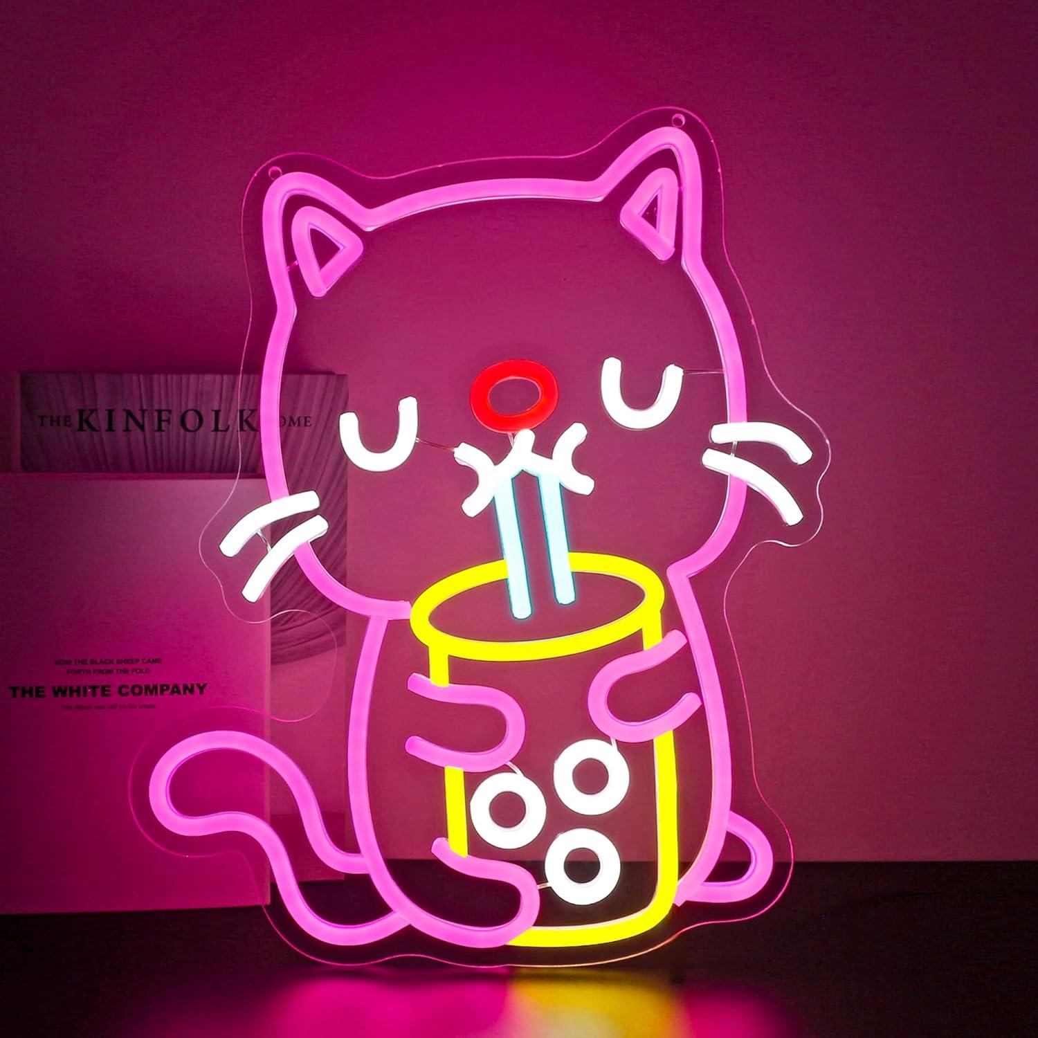 Gaming Accessories Shop - 猫ボバティーネオンサイン USB調光LEDライト 寝室 クラブ パーティー バー