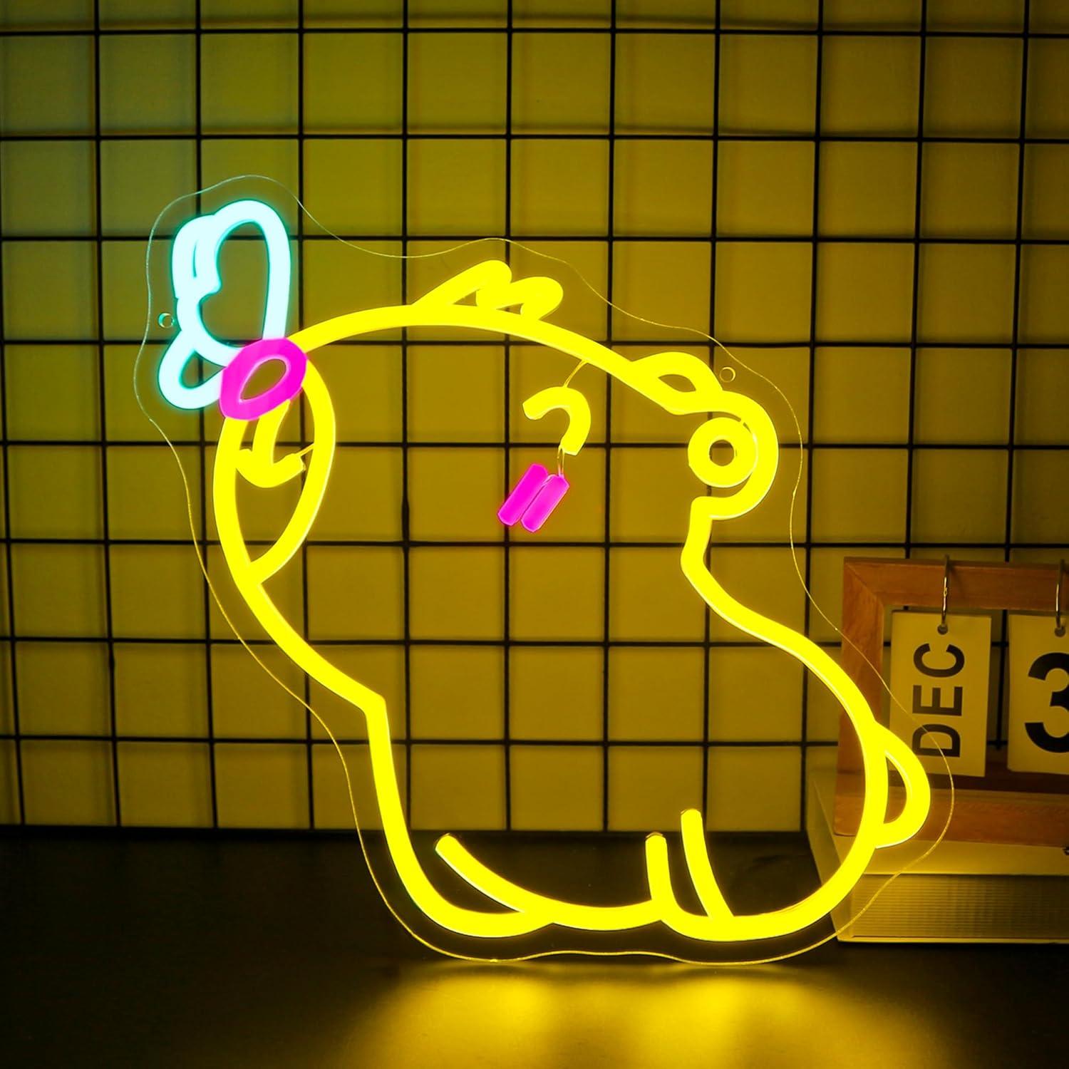 Gaming Accessories Shop - カピバラネオンサイン USB調光式LEDネオンライト、部屋、クラブ、パーティー、バー、店舗、寝室の装飾、ゲームルームアクセサリー、ギフトに最適