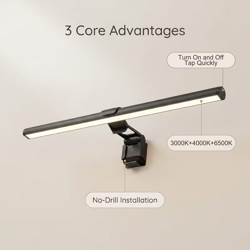 Monitor Light Bar - USB給電式調光モニターライトバー、タッチコントロール式アイプロテクションランプ（オフィスコンピューター＆ドレッシングテーブル用）