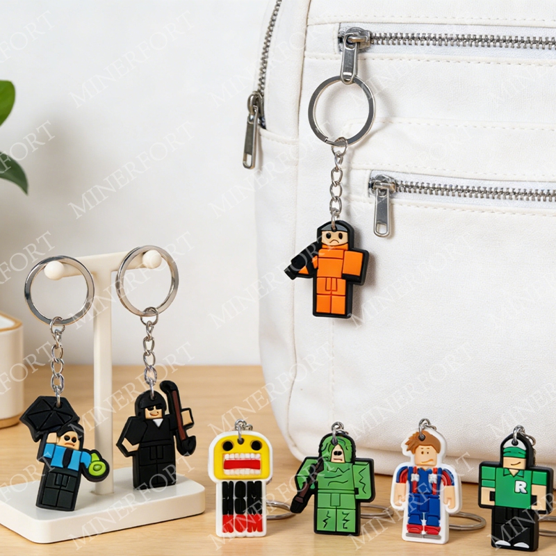 Gaming Accessories Roblox - Robloxテーマキーホルダー漫画ゲームロボット付きパーティーキーリングバッグバックパックギフト誕生日パーティーフェスティバルデコレーション用