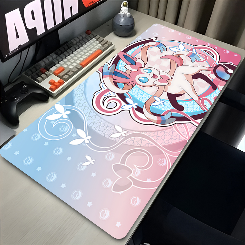 Gaming Accessories For Gaming Room - 大型ピンクかわいいマウスパッド XXL ゲームコンピュータアクセサリー P-ポケモン シルベオン キーボード