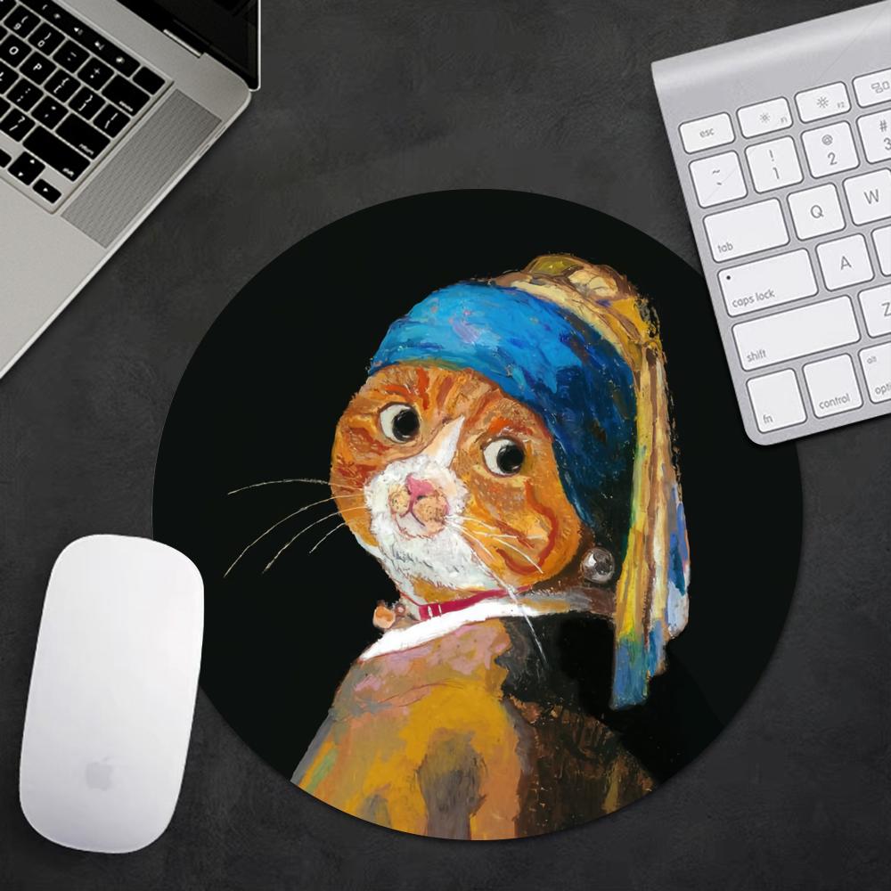 Vintage Gaming Accessories - かわいい猫マウスパッドヴィンテージ星月夜ゲームアクセサリーマウスパッドゴッホマウスマットゲーマーコンピュータデスクマウスマット 20x20cm