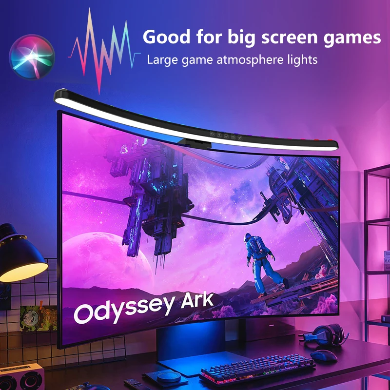 Monitor Light Bar - コンピューターモニターライトバーRGB音楽リズムスクリーンハンギングライト調光デスクランプ読書ゲームテーブル照明