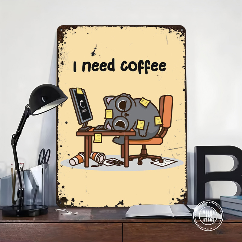 I Need Coffee 3D テクスチャメタルポスター  - Gaming Accessories You Need のレビューと価格