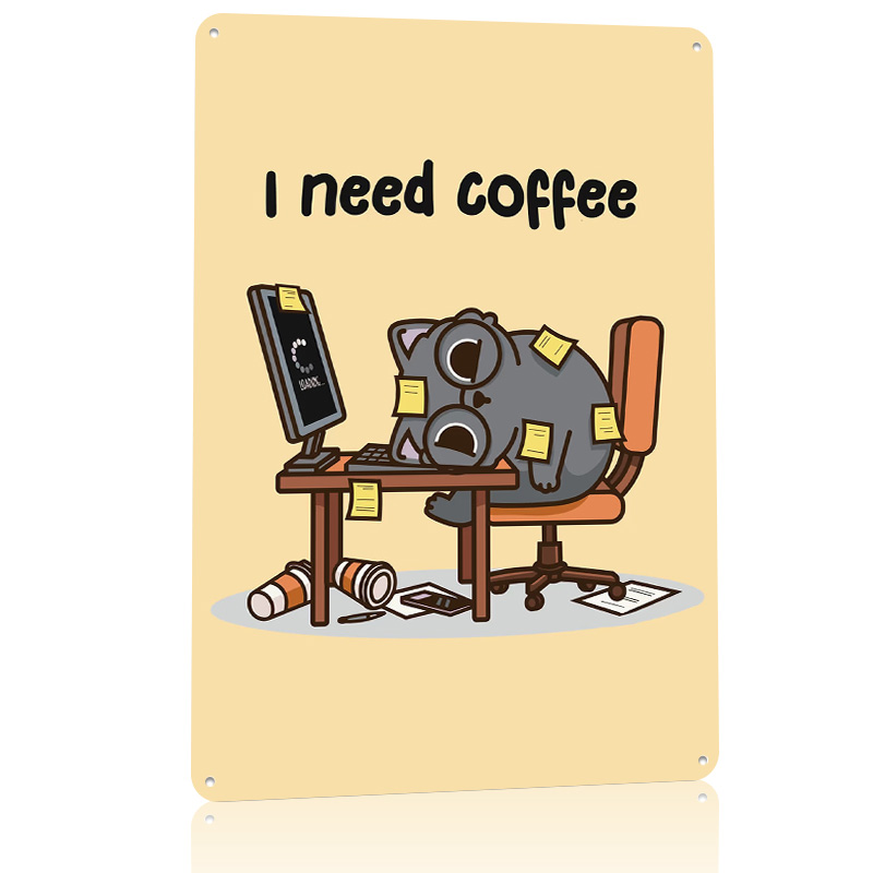 I Need Coffee 3D テクスチャメタルポスター  - Gaming Accessories You Need のレビューと価格
