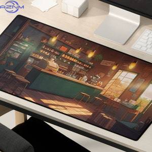 かわいいアニメデスクマットコーヒーショップアートXLゲーミン - Gaming Accessories Shop のレビューと価格