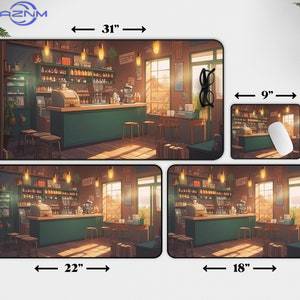 かわいいアニメデスクマットコーヒーショップアートXLゲーミン - Gaming Accessories Shop のレビューと価格
