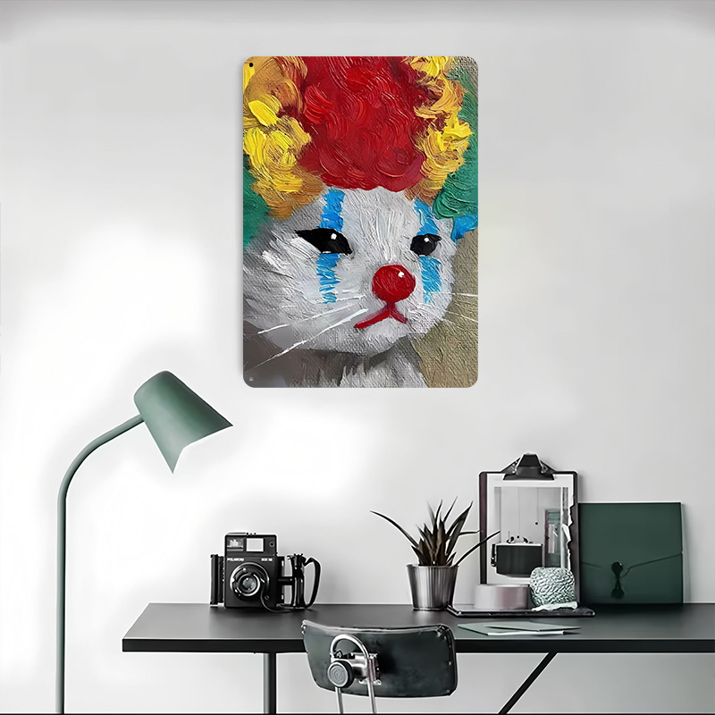 悲しいピエロ猫の絵画ブリキポスターカスタマイズ可能な壁アート - Vintage Gaming Accessories のレビューと価格
