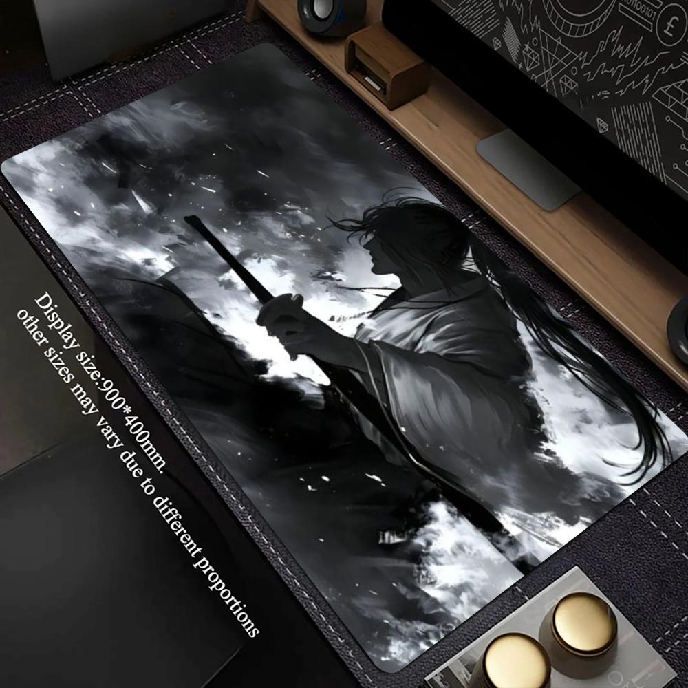 水墨画風侍の刀の絵柄ゲーミングマウスパッド、滑り止めゴム付き - Gaming Accessories Drawing のレビューと価格