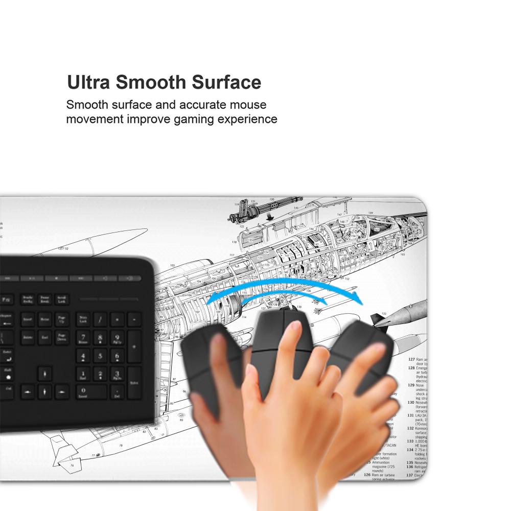 HYBXAXC 飛行機の図面白黒ゲーミングマウスパッド HD - Gaming Accessories Drawing のレビューと価格